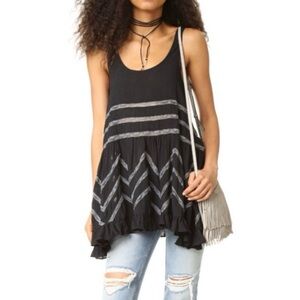 Free People Intimately Black and Gray Lace Voile Trapeze Slip